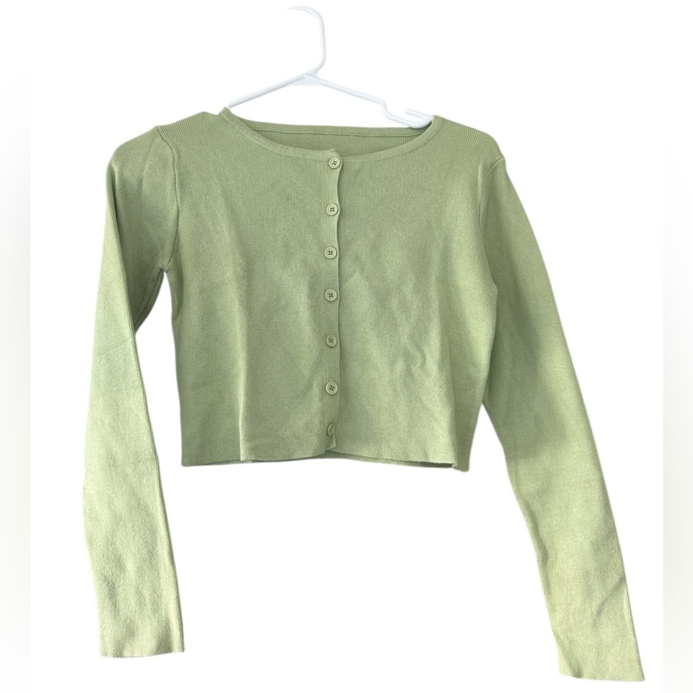 Green Button-Up Cardigan